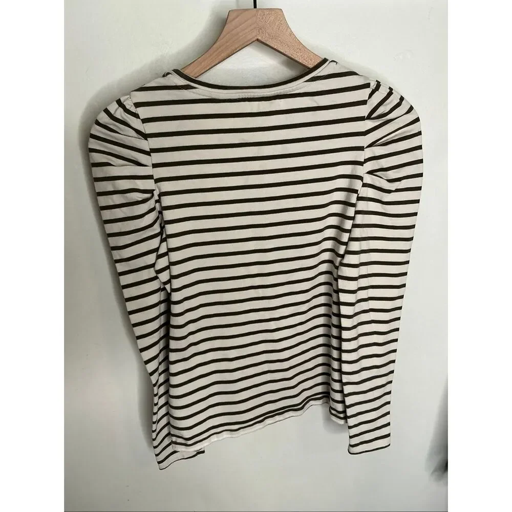 Boden Imogene Breton Stripe Top | White and Green in 6